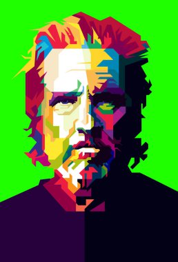 Jeff Bridges Hollywood Aktörü Pop Art WPAP Vektörü.