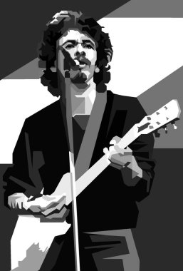 Carlos Santana Klasik Rock Gitar Vektörü.