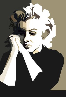 Marilyn Monroe Retro Monokrom Vektörü.