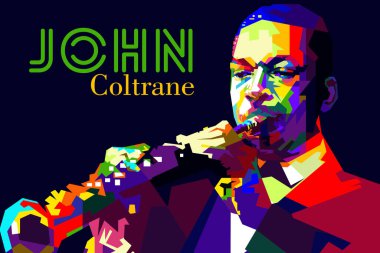 John Coltrane Caz Müzik Pop Sanat WPAP. Vektör
