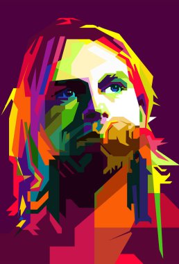 Kurt Cobain Nirvana Grunge Rock Şarkıcısı Pop Sanatı WPAP Vektörü.