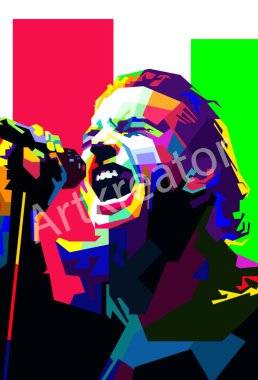 Eddie Vedder Grunge Müzisyen WPAP Trending Now Vector.