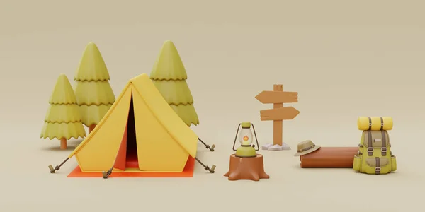 Camping Dans Nature Avec Tente Éléments Pour Camping Camp Été — Photo