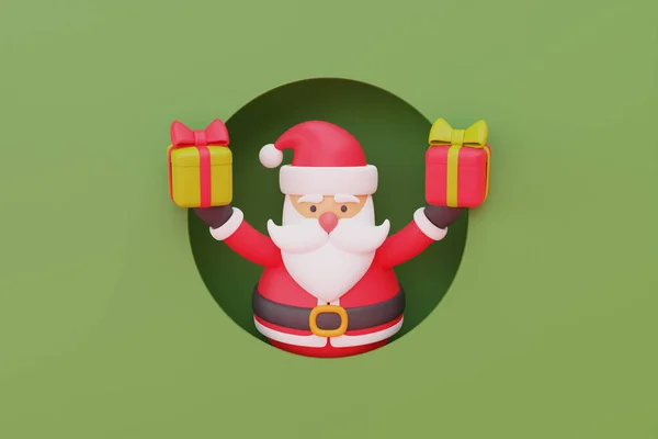 圣诞背景与圣塔爪和礼品盒 圣诞快乐 新年快乐 3D渲染 — 图库照片