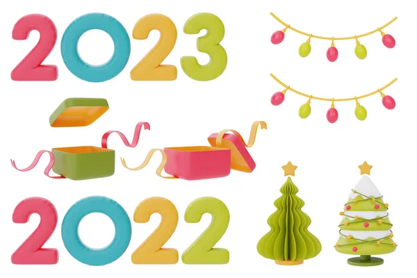 Natal Coleção Decorações Ano Novo Conjunto Ornamentos Para Design Natal — Fotografia de Stock