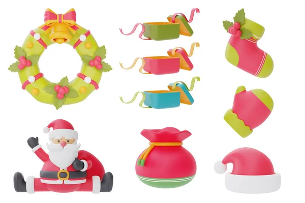 Natal Coleção Decorações Ano Novo Conjunto Ornamentos Para Design Natal — Fotografia de Stock