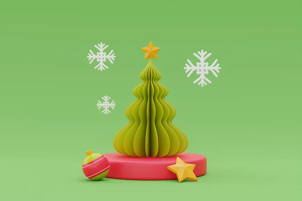 Christmas Background Pine Tree Merry Christmas Happy New Year Rendering — Stock Photo, Image