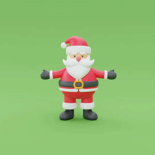 Трехмерный Рендер Персонажа Мультфильма Санта Клауса Рождеством Новым Годом — стоковое фото