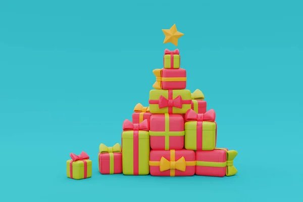 Árvore Natal Feita Caixas Presente Natal Feliz Natal Feliz Ano — Fotografia de Stock