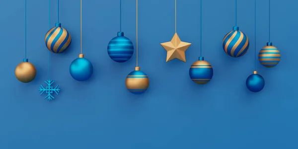 Christmas New Year Background Ornamental Balls Hanging Ribbon Decoration Christmas — Stock Photo, Image