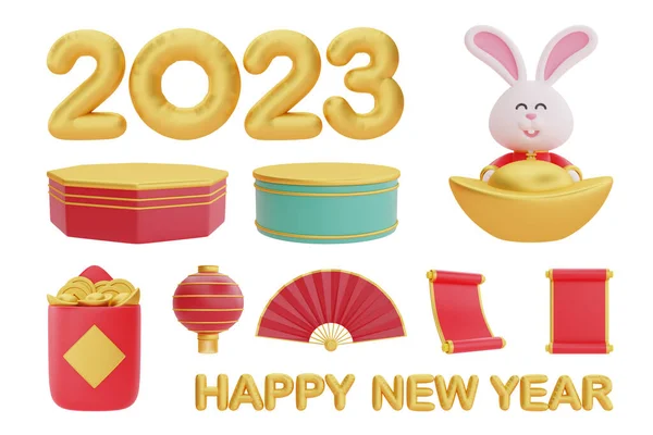 Elementos Ano Novo Chinês Isolado Decoração Para Ano Novo Chinês — Fotografia de Stock