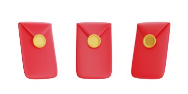 3 boyutlu kırmızı zarf izole edilmiş, Çin Yeni Yılı için dekorasyon, Çin Festivalleri, Ay, CYN unsuru, 3D görüntüleme