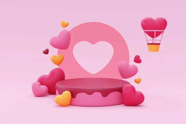 Happy Valentine Day Promotion Display Background Valentine Red Pink Hearts — Foto de Stock