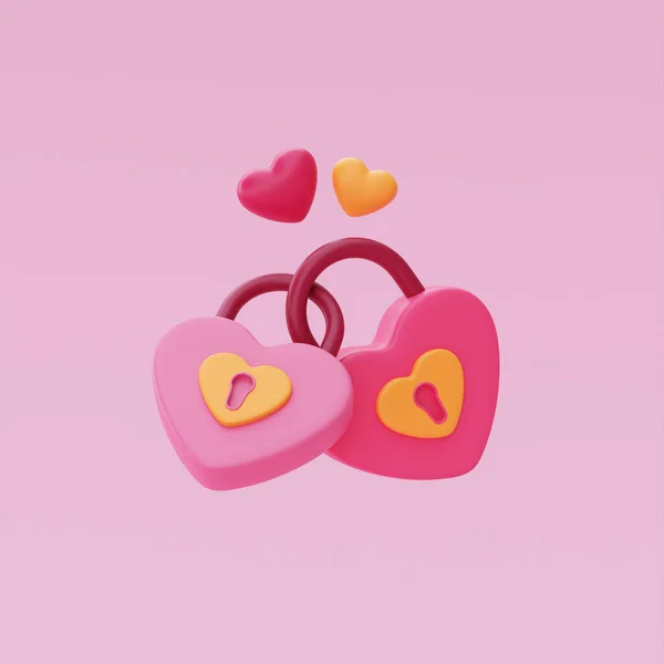 Pink Heart Shaped Padlock Isolated Pink Background Element Decor Valentine — Stockfoto