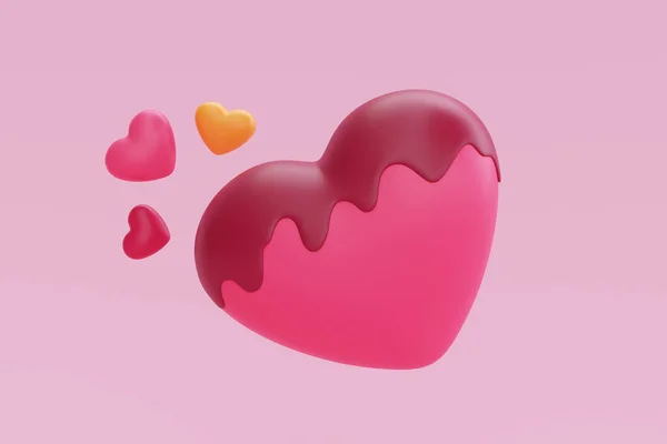 Heart Shape Balloons Chocolate Isolated Pink Background Element Decor Valentine — Stockfoto