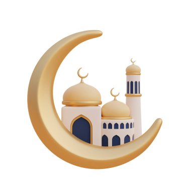 Ramazan Kareem veya Kurban Bayramı Mübarek. Müslüman İslam Festivali için 3D Element dekore edildi. 3d renderin
