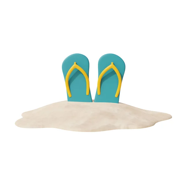 Flip Flops Sommar Tropisk Sandstrand Solig Dag Sommarsemester Konvertering — Stockfoto