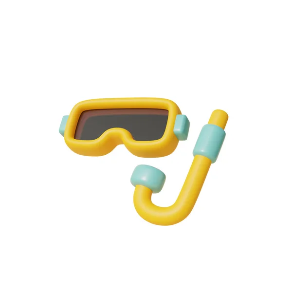 3D潜水 夏日热带沙滩阳光灿烂 3D渲染 — 图库照片