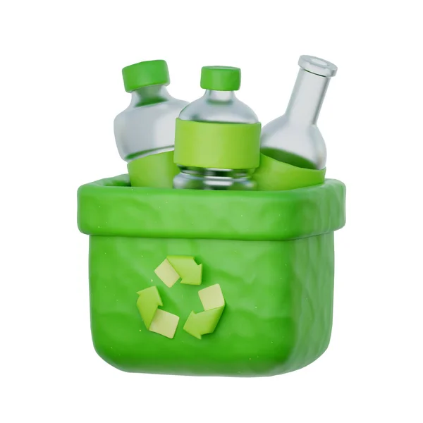 Pojemnik Śmieci Plastikową Butelką Światowy Dzień Środowiska Przyjazne Dla Środowiska — Zdjęcie stockowe