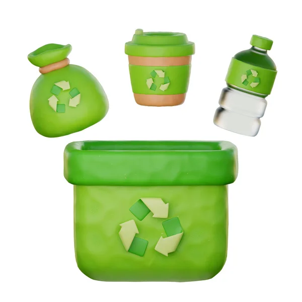 Poubelle Recyclage Avec Bouteille Plastique Journée Mondiale Environnement Eco Friendly — Photo
