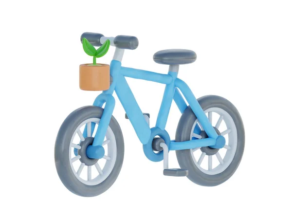 Зеленый Велосипед Чистая Энергия Альтернативная Экология Энергии Мультфильм Стиле Рендеринг — стоковое фото