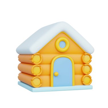 Kışlık Ahşap Ev, Kış Tatil Tatili, 3D.