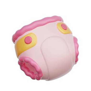 3 boyutlu pembe bebek bezi, bebek cinsiyeti, bir kız, doğum günü partisi, 3 boyutlu görüntüleme.