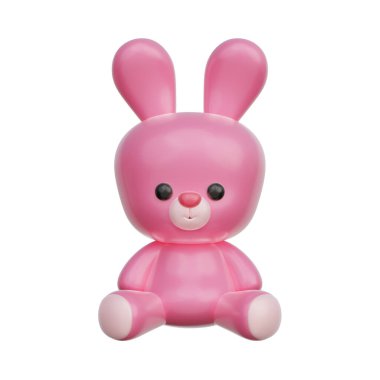 3 boyutlu pembe bebek tavşancık, bebek cinsiyeti ortaya çıktı, bir kız, doğum günü partisi, 3D görüntüleme.