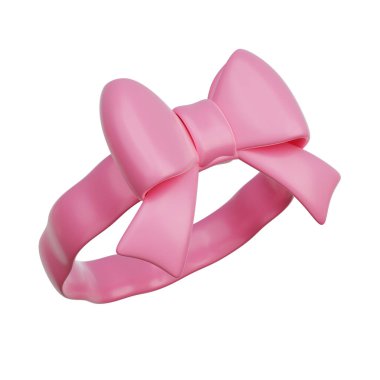 3 boyutlu pembe kurdele saç bandı, bebek cinsiyeti, bir kız, doğum günü partisi, 3D görüntüleme.