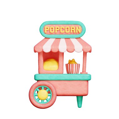 Patlamış mısır, karnaval, lunapark, 3D görüntüleme.