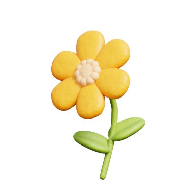 3 Boyutlu Sarı Çiçek, Bahar mevsimi, 3 Boyutlu.