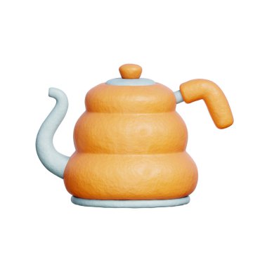 Kettle, cafe ve barista, 3D yorumlama..