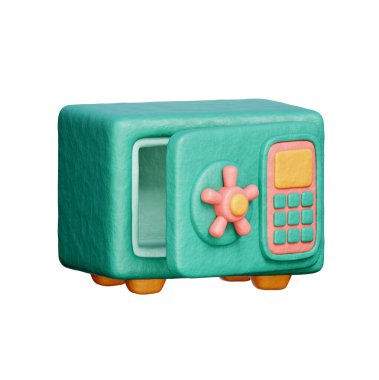 Dijital güvenlik kutusu, otel ve servis, konukseverlik, 3D görüntüleme.