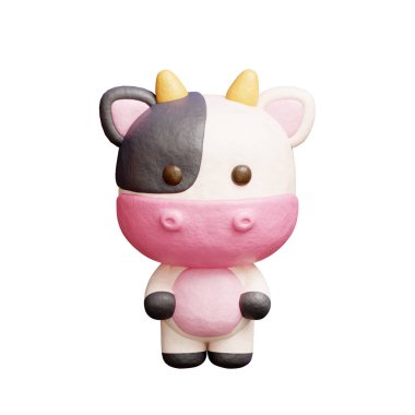 3 boyutlu şirin inek duruşu, çizgi film karakteri, 3 boyutlu canlandırma.