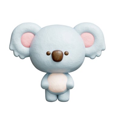 3 boyutlu sevimli koala, çizgi film karakteri, 3 boyutlu çizim.