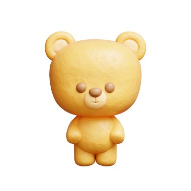 3D şirin ayı duruşu, karikatür hayvan karakteri, 3D çizim