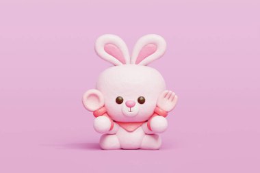 3 boyutlu şirin tavşan yeme, çizgi film karakteri, 3 boyutlu canlandırma.