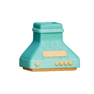 Mutfak kaputu, mutfak gereçleri, pişirme ve pişirme elementleri, 3D görüntüleme.