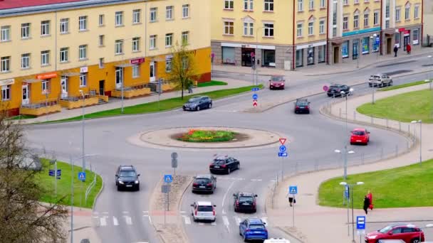 Valmiera Latvia 2022 Top View Roundabout 중심부 — 비디오