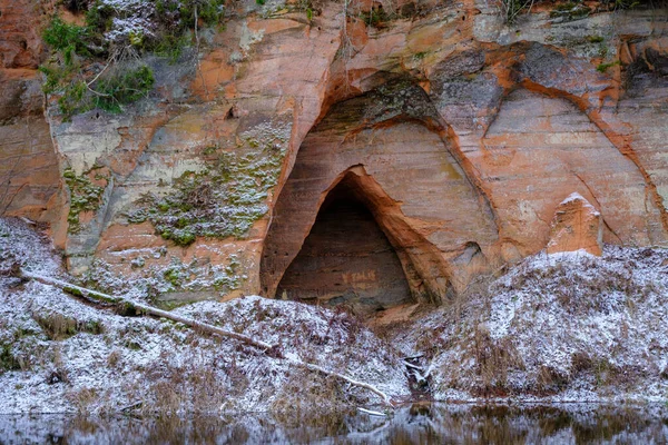 Una Vista Angel Cave Acantilado Piedra Arenisca Roja Parque Natural — Foto de Stock
