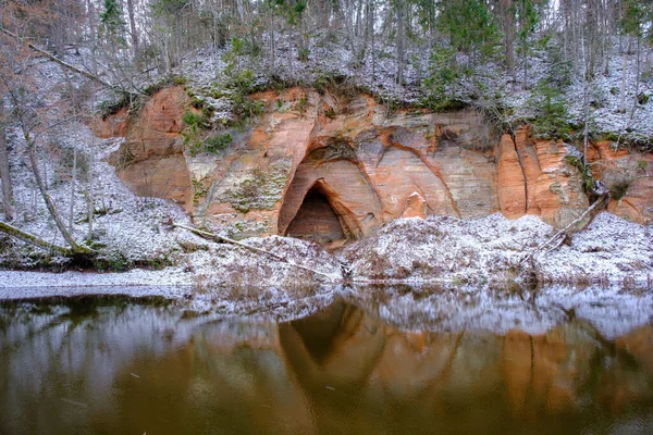 Θέα Στο Σπήλαιο Των Αγγέλων Ένα Κόκκινο Βράχο Ψαμμίτη Στο — Φωτογραφία Αρχείου