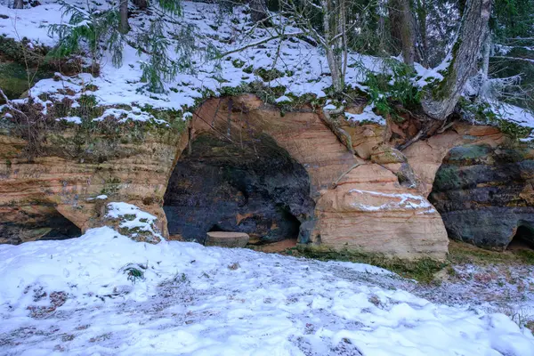 Gudzona Höhle Eine Der Tiefsten Höhlen Lettlands 27M Einem Wintertag — Stockfoto