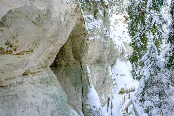 ゴージャ国立公園の冬の砂岩の崖 クリスマス前の12月の寒い冬の日 — ストック写真