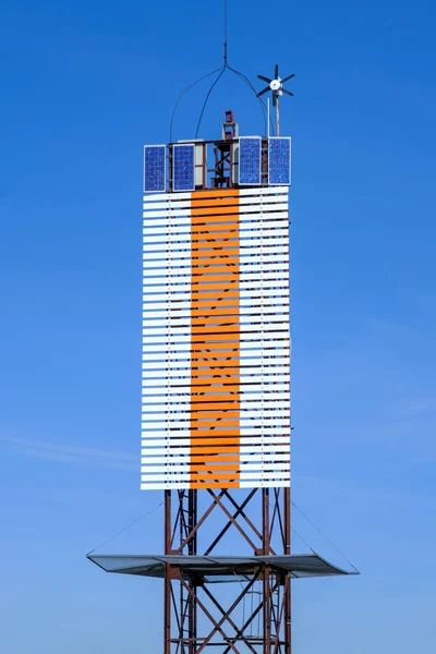 Seefahrtzeichen Ufer Autonome Arbeit Einer Lampe Der Solarbatterie Estland Parnu — Stockfoto