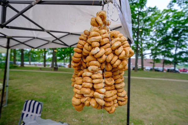 Çıtır Ekmek Halkaları Baranki Bubliki Sushki Yapımcıları Pazarı — Stok fotoğraf
