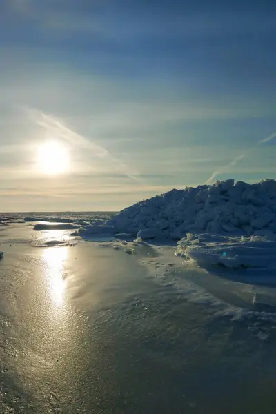Oostzee Golf Van Riga Winter Baai Bedekt Met Ijs Met — Stockfoto