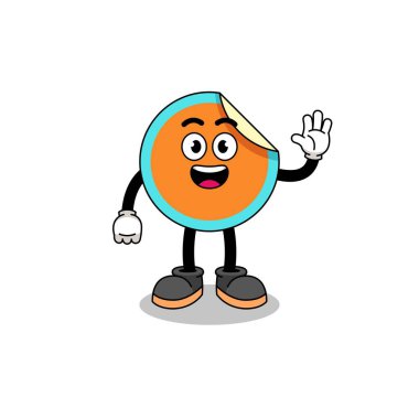 Çıkartma karikatürü el hareketi yapıyor, karakter tasarımı