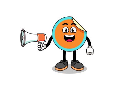Etiket karikatür çizimi megafon, karakter tasarımı