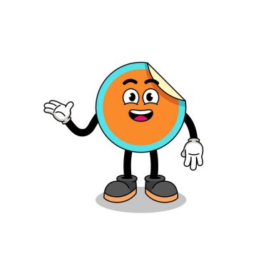 Hoş geldin pozlu etiket karikatürü, karakter tasarımı