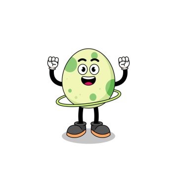 Hula hoop oynayan benekli yumurtanın karakter tasarımı